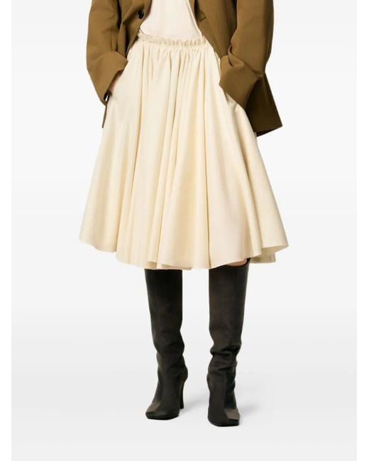 AMI Natural Corolla Wool Midi Skirt