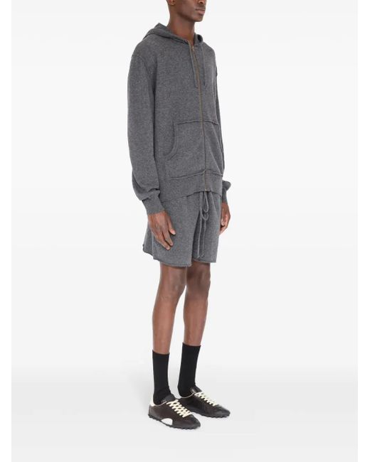 Maison Margiela Gray Brushed Zipped Hoodie for men