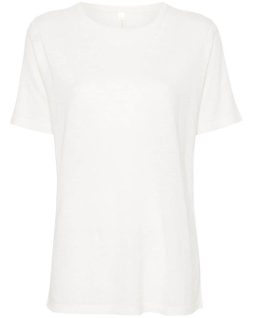 Lauren Manoogian White Fein gestricktes T-Shirt
