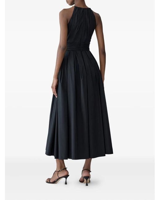 Carolina Herrera Black Chain-Strap Halterneck Midi Dress