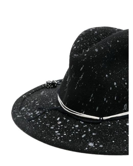 Yesey Black Splatter-Print Fedora Hat