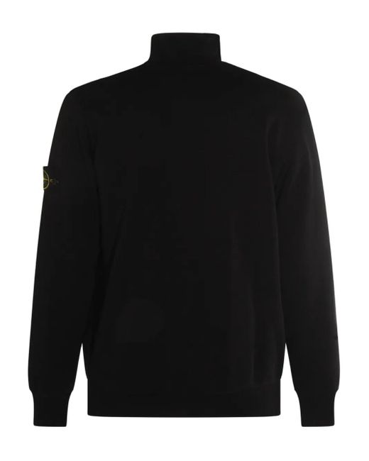 Stone Island Black Turtleneck Zip-Up Sweatshirt for men