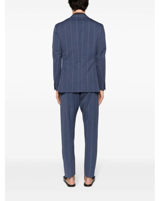 Eleventy Blue Pinstriped Single-breasted Suit for men