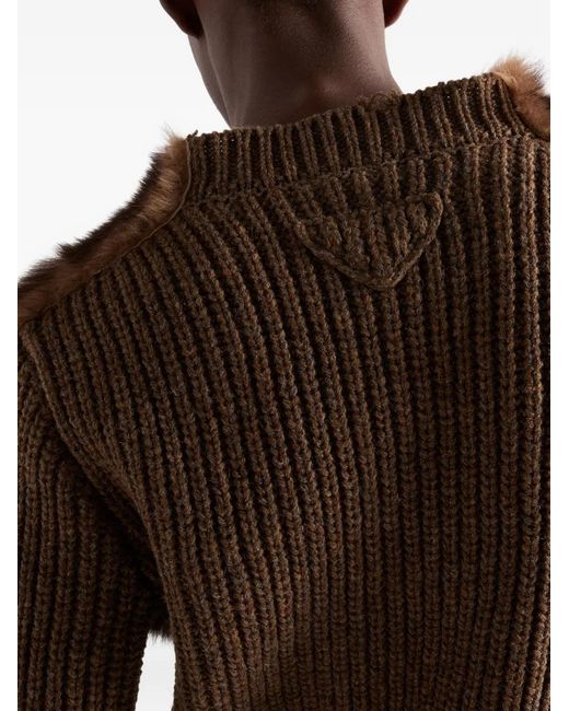 Prada Brown Shearling Wool Sweater for men