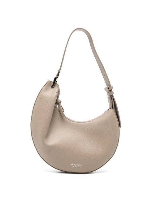 Emporio Armani White Grained-Leather Shoulder Bag