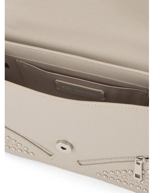 Kat Maconie White Evelyn Stud-Embellished Leather Shoulder Bag