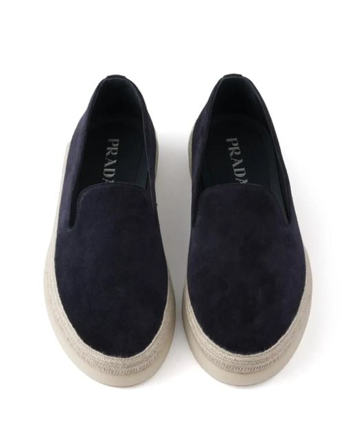 Prada Blue Suede Loafers for men