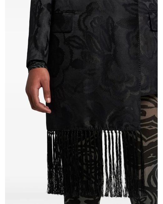 Etro Black Fringed Jacquard Blazer