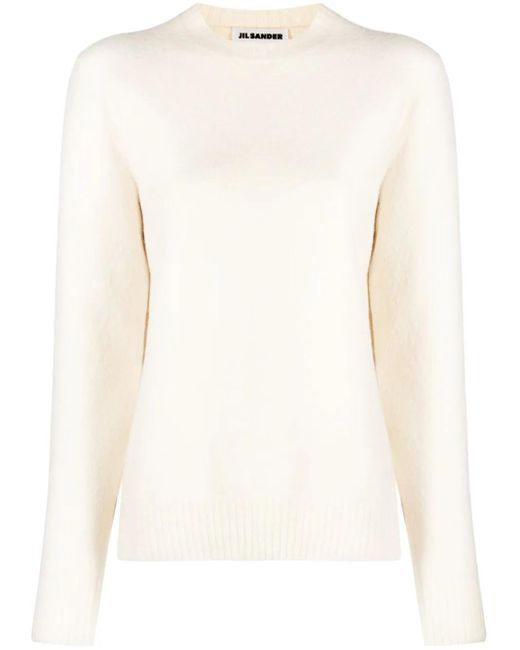 Jil Sander White Harmony Crew-Neck Wool Jumper
