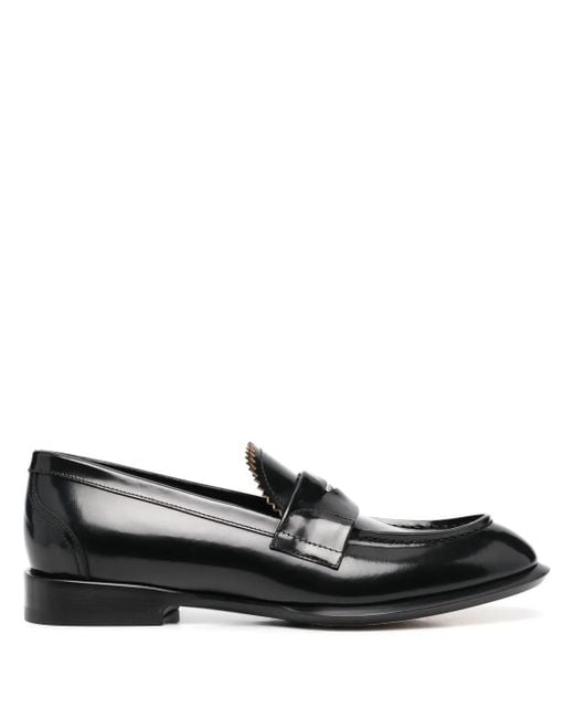 McQueen Black Coin-Embellished Penny Loafers for men