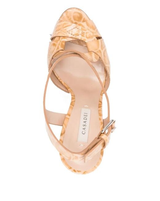 Casadei Metallic 140Mm Flora Jurassic Crocodile-Effect Platform Sandals