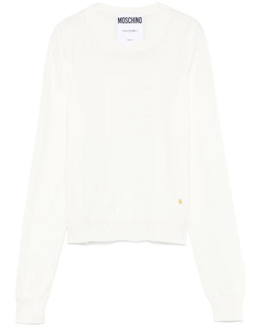 Moschino White Fein Gestrickter Pullover