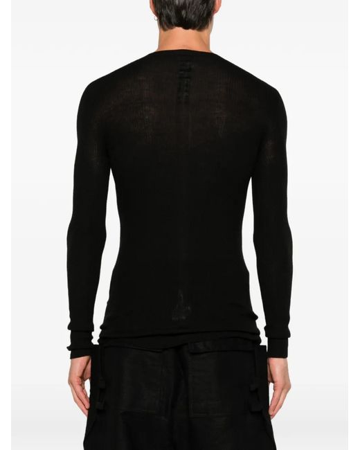 Rick Owens Black Ribbed Round Neck for men