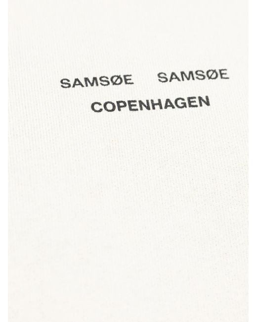Samsøe & Samsøe White Logo-Print Hoodie for men