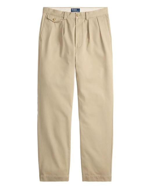Polo Ralph Lauren Natural Pleated Twill Trousers for men