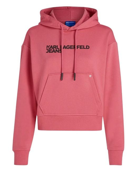 Karl Lagerfeld Pink Logo-Print Hoodie