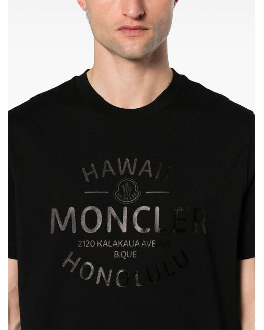 T-shirt en coton à logo imprimé Moncler pour homme en coloris Black