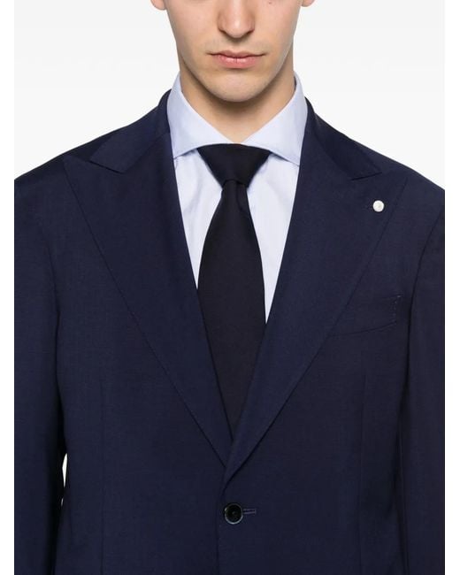 Luigi Bianchi Blue Single-Breasted Peak-Lapel Suit for men