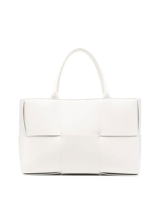 Bottega Veneta Leather Arco Intrecciato Tote Bag in White | Lyst Canada