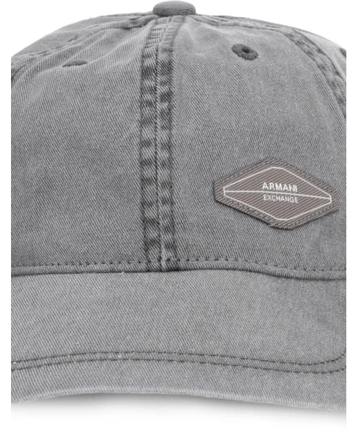 ARMANI EXCHANGE Gray Logo-Patch Baseball Cap for men