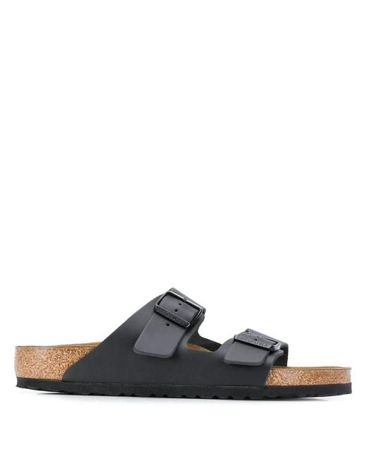 Birkenstock Black Arizona Two-strap Leather Slides for men