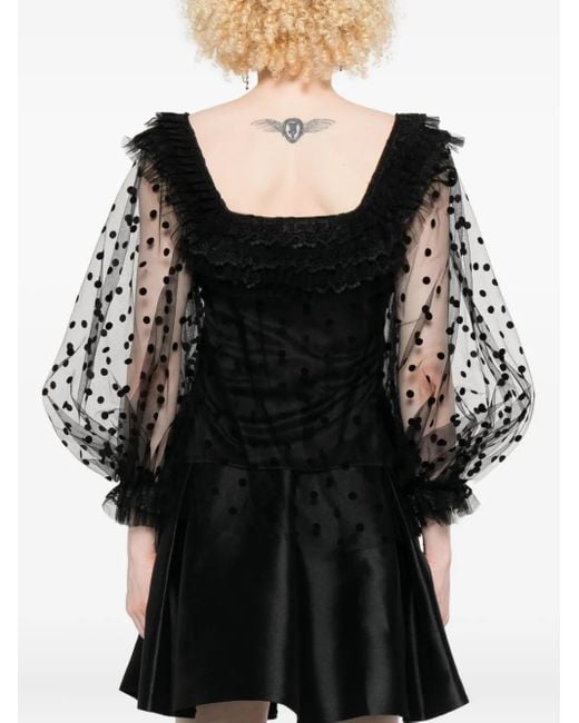 Gemy Maalouf ポルカドット レーストリム トップ Black