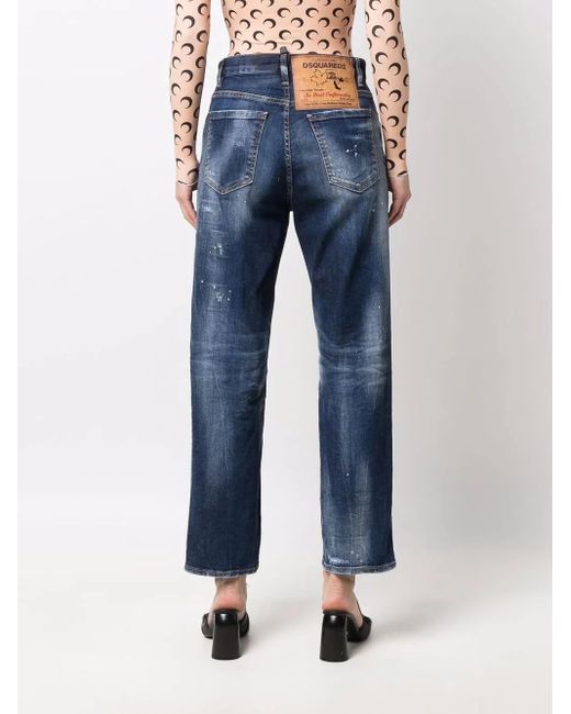 DSquared² Blue Distressed High-Waisted Jeans