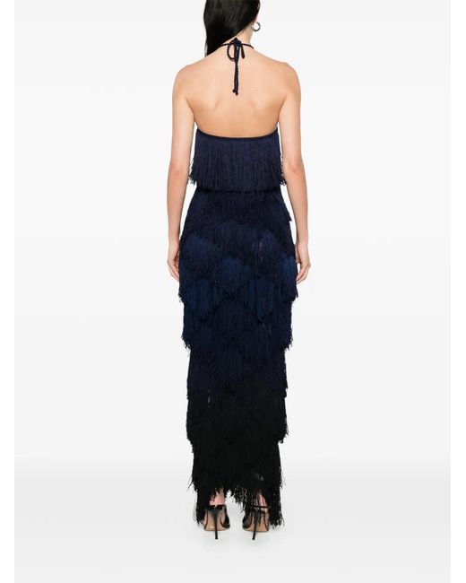 Bless Blue Laguna Fringed Halterneck Maxi Dress