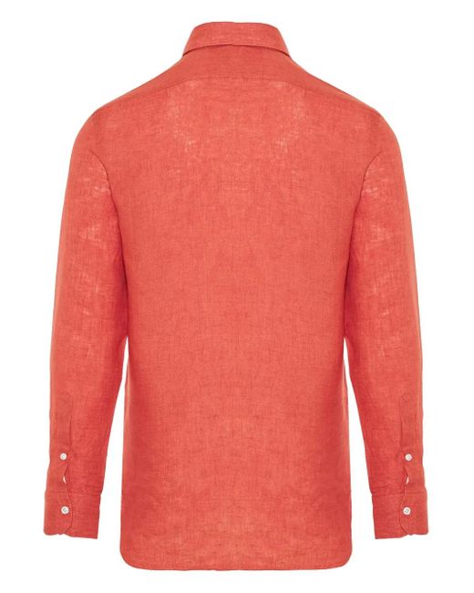 Barba Napoli Red Linen Shirt for men