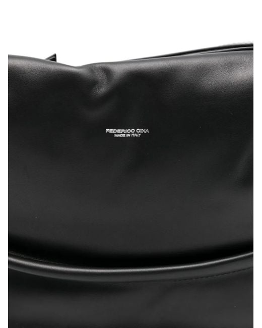 FEDERICO CINA Black Tortellino Leather Shoulder Bag