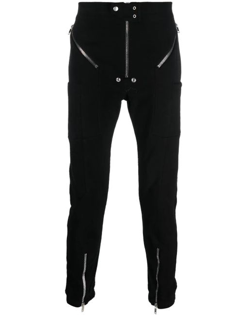 Rick Owens Black Decorative-Zip Cotton Trousers for men