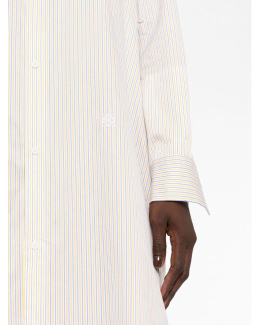 Loewe White Striped Cotton Shirt Dress