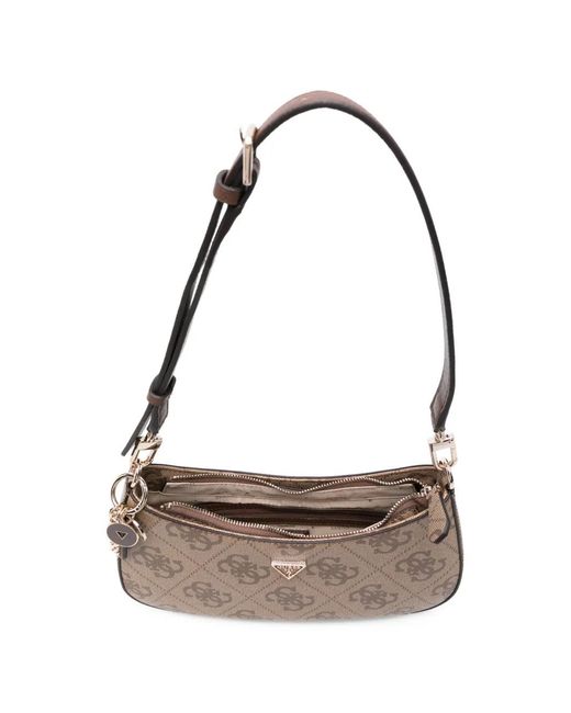 Guess White Monogram Charm Shoulder Bag