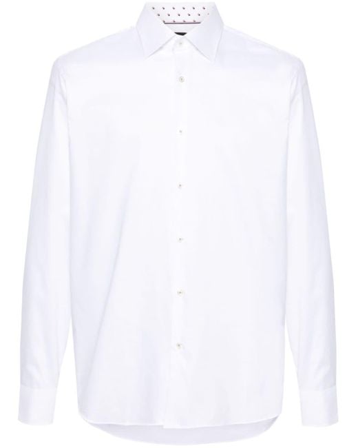 Boss White Long-sleeve Cotton Shirt for men