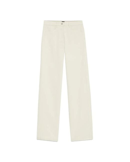 Boss White Jacquard-Effect Wide-Leg Trousers
