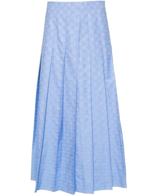 Falda midi con motivo GG Supreme Gucci de color Blue