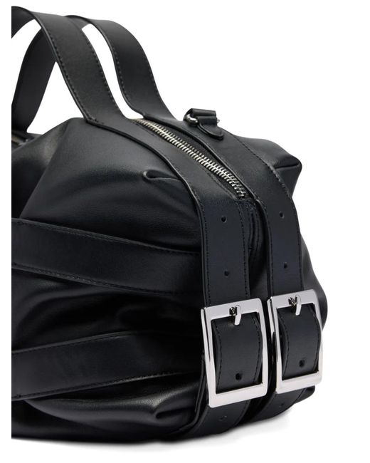 Simone Rocha Black Biker Buckled Leather Shoulder Bag