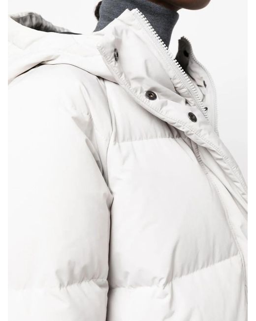 Aspesi White Quilted-Finish Hooded Coat