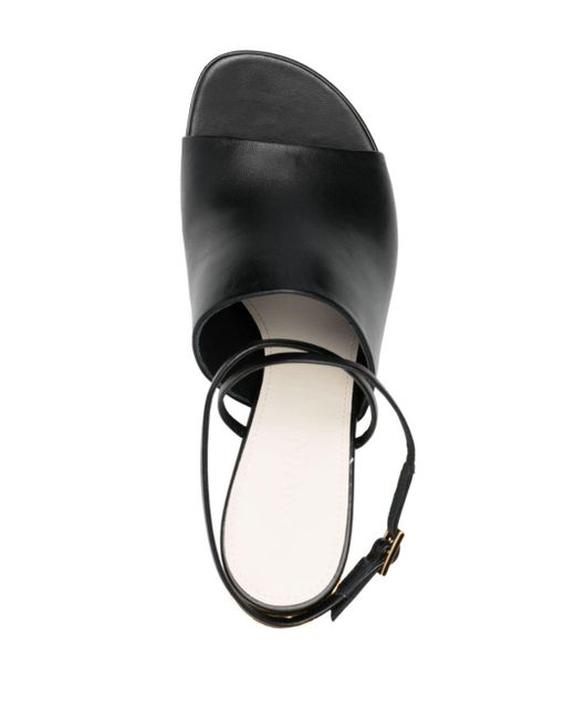 Lanvin Metallic-heel 75mm Leather Sandals in het Black