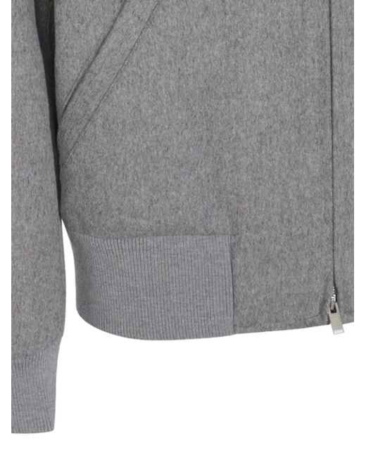 Lardini Gray Wool Zip-Front Bomber Jacket for men
