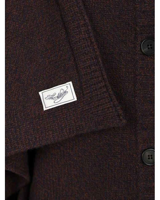 The Attico Black Draped-Detailing Button-Up Cardigan