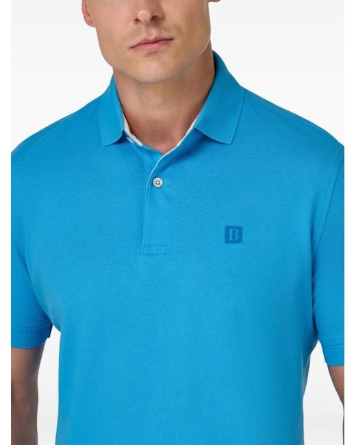 Boggi Blue Cotton-Piqué Logo Polo Shirt for men