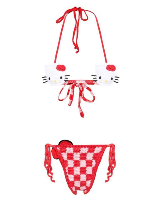 Bikini Hello Kitty en crochet Gcds en coloris Red
