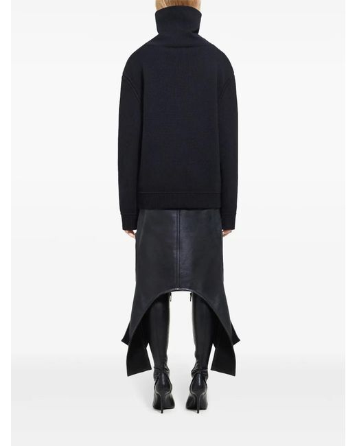Courreges Blue Oversized Mock-Neck Sweater