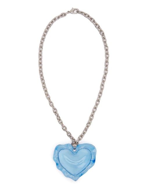 Nina Ricci Blue Cushion Heart Pendant Necklace