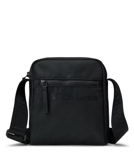 Polo Ralph Lauren Black Tonal Logo Crossbody Bag for men