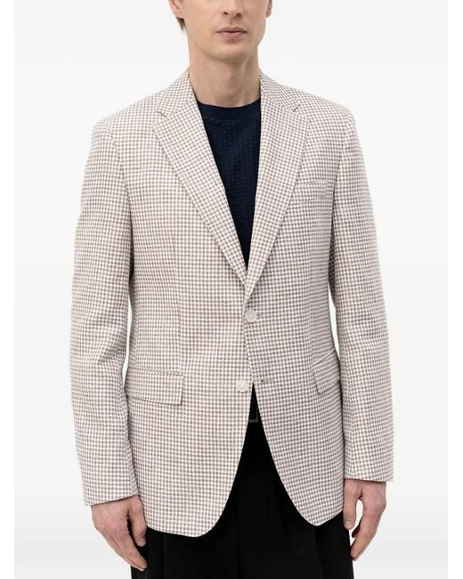 Boss White Houndstooth-Pattern Blazer for men