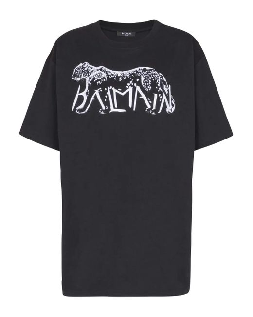 Balmain レオパード Tシャツ Black