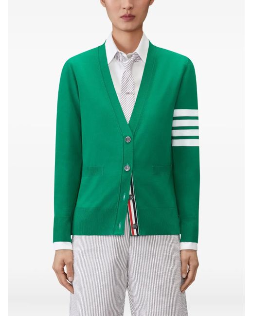 Thom Browne Green Four-Bar Fine-Merino Wool Cardigan