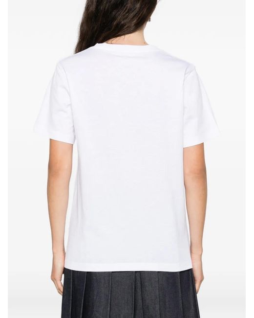 Marni White T-Shirt À Logo Brodé